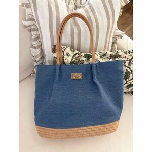 Sun And Sand Blue Raffia Tote